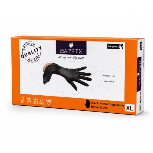MATRIX NITRILE GLOVES POWDER FREE BLACK XL                                                          